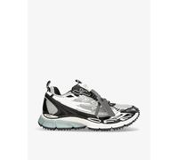 Off-White C/O Virgil Abloh Womens Off-White C/O Virgil Abloh Be Right Back Mesh and Faux-Leather Low-Top Trainers Grey/Dark Eur 35 / 2 UK Women