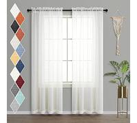 Off White Cream Curtains 96 Inch Length for Living Room Set 2 Panels Rod Pocket Boho Decor Rustic Farmhouse Linen Look Light Filtering Ivory Semi Sheer Curtain Drapes 96 Inches Long for Bedroom