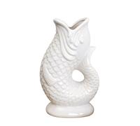 Off White Fish Jug Vase 1.2L Ceramic Table Centerpiece Water Serve Pitcher Decor