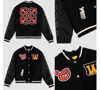 Off-White Kids Black Varsity Bomber Jacket Parka Patches Blouson 10 Years