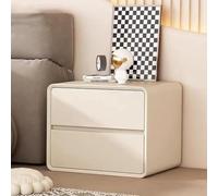 Off white Leather Finish Night Stand With 2 Drawers Large Capacity Wood Bedside Table for Bedroom No Assembly Required Elegant Bed End Table (Size: 40x40x47cm)