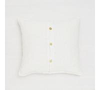 Off White linen Cushion Cover with Fringes Rustic