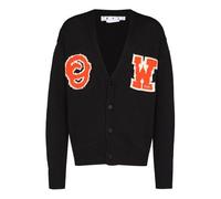 Off-White Logo Intarsia V neck single breasted Knit Cardigan Loose Fit Black OMHB014C99KNI0011020 M