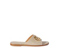 Off-White logo-plaque linen slides - Neutrals 36-37-38-39-40