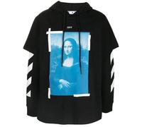 Off-White Mens Blue Monalisa Double Tee Skate Fit Black Hoodie - Size Large