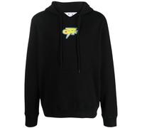 Off-White Mens Dedrade Thunder Logo Slim Fit Black Hoodie Cotton - Size Large