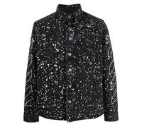 Off-White Mens Diag Outline Design Denim Shirt Black Cotton - Size Medium