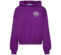 Off-White Mens Hand Arrow Design Boxy Fit Purple Oversized Hoodie Cotton - Size X-Large