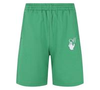 Off-White Mens Hands Off Logo Loose Sweat Shorts - Green - Green - L