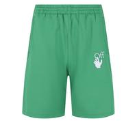 Off-White Mens Hands Off Logo Skate Fit Green Track Sweat Shorts - Size Medium