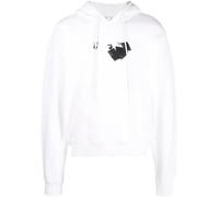 Off-White Mens Jumbo Marker Oversized Fit White Hoodie Cotton - Size Large