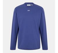 Off-White Mens Off White Crew Neck Long Sleeve Regular Fit T-Shirt in Dark Blue-White - Size 2XL
