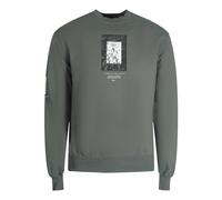 Off-White Mens Paint Mirror Slim Fit Steel Iron Grey Sweatshirt Cotton - Size 2XL