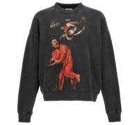 Off-White Mens St. Matthew Design Skate Fit Washed Black Sweatshirt Textile - Size Small