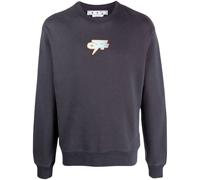 Off-White Mens Thunder Skate Fit Crewneck Navy Blue Sweatshirt Cotton - Size Small