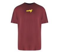 Off-White Mens Thunder Stable Oversized Fit Burgundy T-Shirt - Red Cotton - Size X-Small