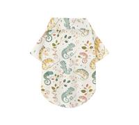 Off White Playful Chameleon Colorful Summer Pet Dog Shirt Button Up Soft, Lightweight, and Breathable Pet Polo Shirt Puppy Sweatshirt Perfect for Everyday Wear, and Photoshoots 2XL