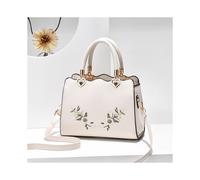 (Off White) Pu Pink Stylish Leather Embroidered Shoulder Bag Modern Design Zipper Closure With