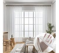 Off White Sheer Curtains 108 Inches Long Pinch Pleat Linen Textured Ceiling