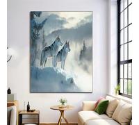 Off-White Timberwolves Wall Art Poster,Snow Animals Painting On Canvas Prints Pictures For Bedroom Living Room Kitchen Home Bathroom Decoration 80X120Cm Unframed