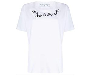 Off-White Unisex Adult Left Hand Logo Regular T-Shirt - White - White - XS - 100% Cotton