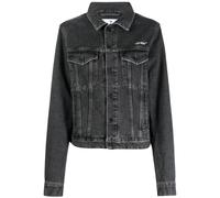 Off-White Women's Diag Design Regular Fit Dark Grey Denim Jacket | Size: Small Off-White Grey S