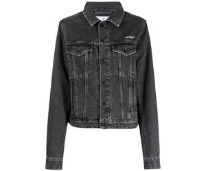 Off-White Women's Diag Design Regular Fit Dark Grey Denim Jacket | Size: XS