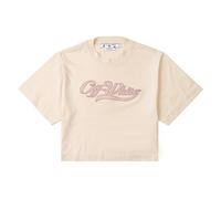 Off-White Womens Embroidered Logo Crop T-Shirt - Pink - Pink - XS - 100% Cotton