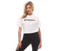 Off White Womens/Ladies Bounce Helvetica Crop T-Shirt / 8 UK White/Black GT4808