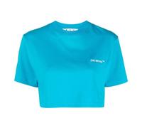 Off White Womens/Ladies Helvetica Crop T-ShirtS Blue SY2019