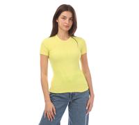 Off White Womens Laundry Ribbed Fitted T-Shirt - Yellow - 6 UK - Yellow