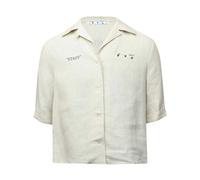 Off White Womens/Ladies Logo Linen Shirt4 UK Light Beige GT34491
