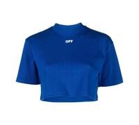 Off White Womens/Ladies Stamp Ribbed Crop T-Shirt SY2020