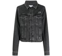 Off-White Women's Diag Design Regular Fit Dark Grey Denim Jacket | Size: XS