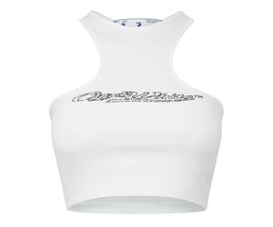 Off-White Womens Off White Bling Halter Cropped Tank Top in - Size 14 UK