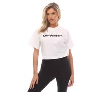 Off-White Womens Off White Bounce Helvetica Cropped T-Shirt in Black - Black & Silver Cotton - Size 8 UK