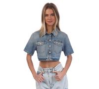 Off-White Womens Off White Corporate Cropped Shirt in Blue-White - Blue & White Cotton - Size 6 UK