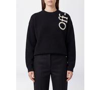Off-White Wool Blend Crewneck Jumper with Contrast Intarsia Logo - Size: XS - female