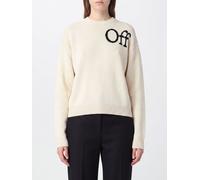 Off-White Wool Blend Crewneck Jumper with Contrast Intarsia Logo - Size: XS - female