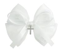 Off Withe 4.5 Inches Big Baptism Bow for Little Girls with 1.97 Inches Alligator Clip
