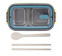 OFFAXE 2nd Floor Lunch Box, Lunch Box, 700 ml Meal Box Box with 2 Compartments and Cutlery, for Travel School, Work, Cutlery Set Lunch Bo (Elegant Blue)