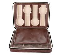 OFFAXE Boîte à Montre 8 Emplacements , Boîte à Montre Homme en Similicuir Marron,Fermeture Éclair Sécurisée,Étui de Voyage Compact et Rangement Collection