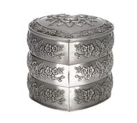 OFFAXE Heart -Shaped Jewelry Box, Retro -Capacity European Style Jewelry Storage, Organizer for Home -Trip Home House (Triple Layer)