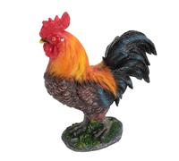 OFFAXE HEN decorative statues, Outdoor resin outer garden decoration Collection of farm animals, adorable rear courtyard ornament in the open air patio (Rooster)