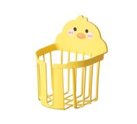 OFFAXE Wall tissue holder, PP cute duck wall tissue basket, traceless adhesive roll holder, removable tissue paper shelf, esktop storage box, for bathroom and kitchen