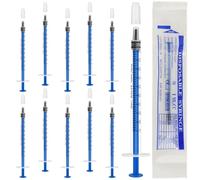 OFFCUP 10Pcs 1ml Plastic Syringes With Caps, 1ml Syringes Colostrum Syringe, Reusable Individually Pack No Needle Syringe for Refilling Measuring Liquids Plant Watering Pet Scientific Labs