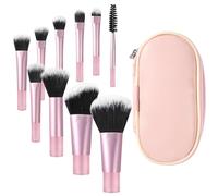 OFFCUP 10pcs Travel Makeup Brush Set, Mini Makeup Brushes With Storage Bag, Portable Make Up Brushes for Foundation Eyeshadow Highlight Contour Blush Concealer, Soft Synthetic Bristles, Cruelty-Free