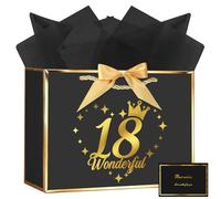 OFFCUP 11× 8× 4 Inches 18th Birthday Gift Bag with Tissue Paper and Card