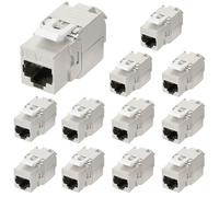 OFFCUP 12pcs RJ45 Coupler, 10Gbps Cat7 Unshielded Keystone Jack, Aluminum Female to Female Straight In-Line Ethernet Module, Degree Toolless Ethernet Connector