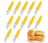 OFFCUP 12pcs Stainless Steel Corn Holders, Corn on The Cob Holders, Corn on The Cob Skewers Holders, Creative Corn Cob Forks with PP Handle for BBQ, Camping, Picnic